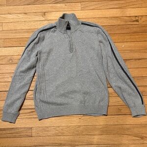 Calvin Klein Jeans Gray Zip-Up Sweater with Dark Stripes